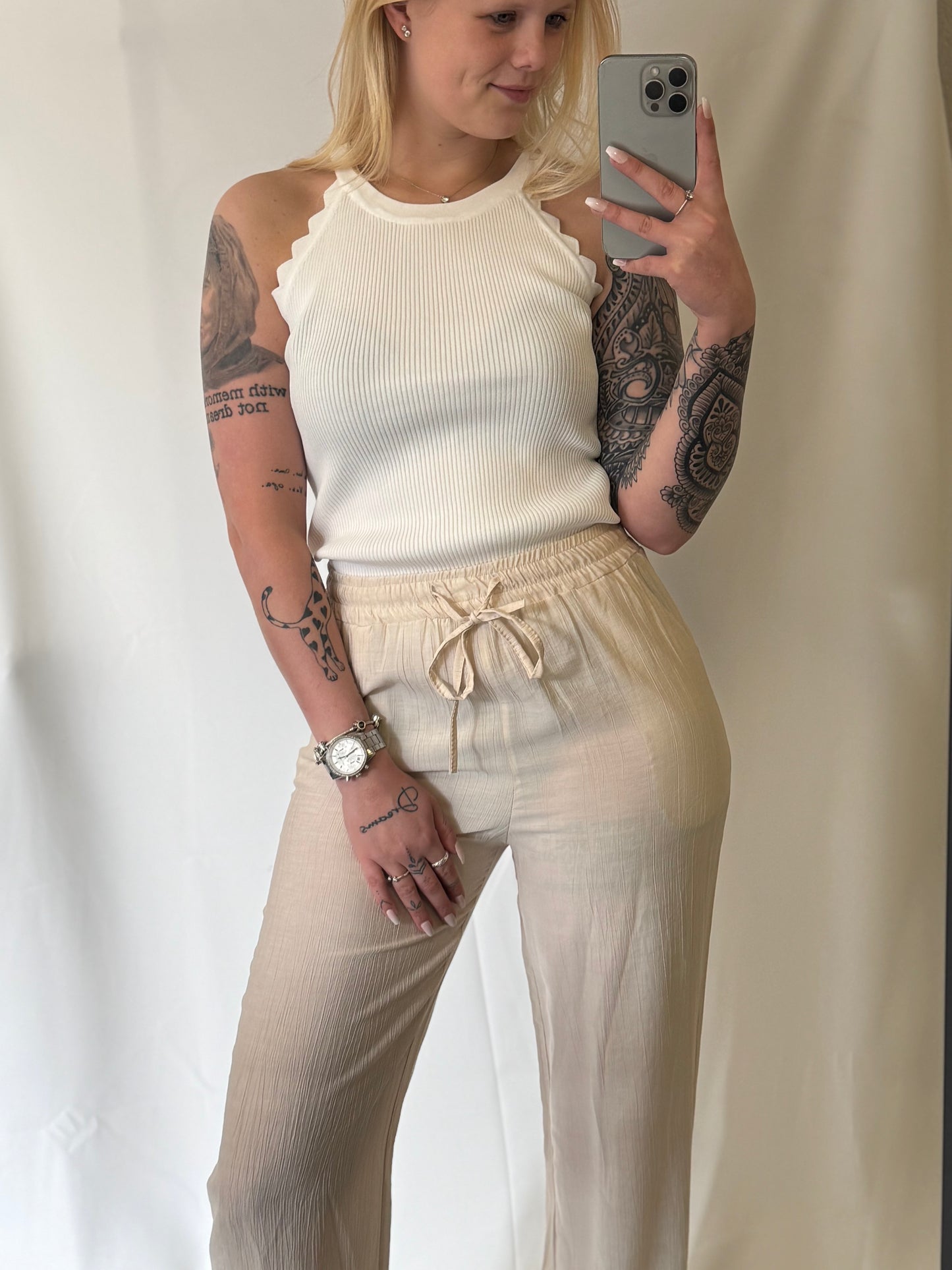 Evi Wide Leg Beige
