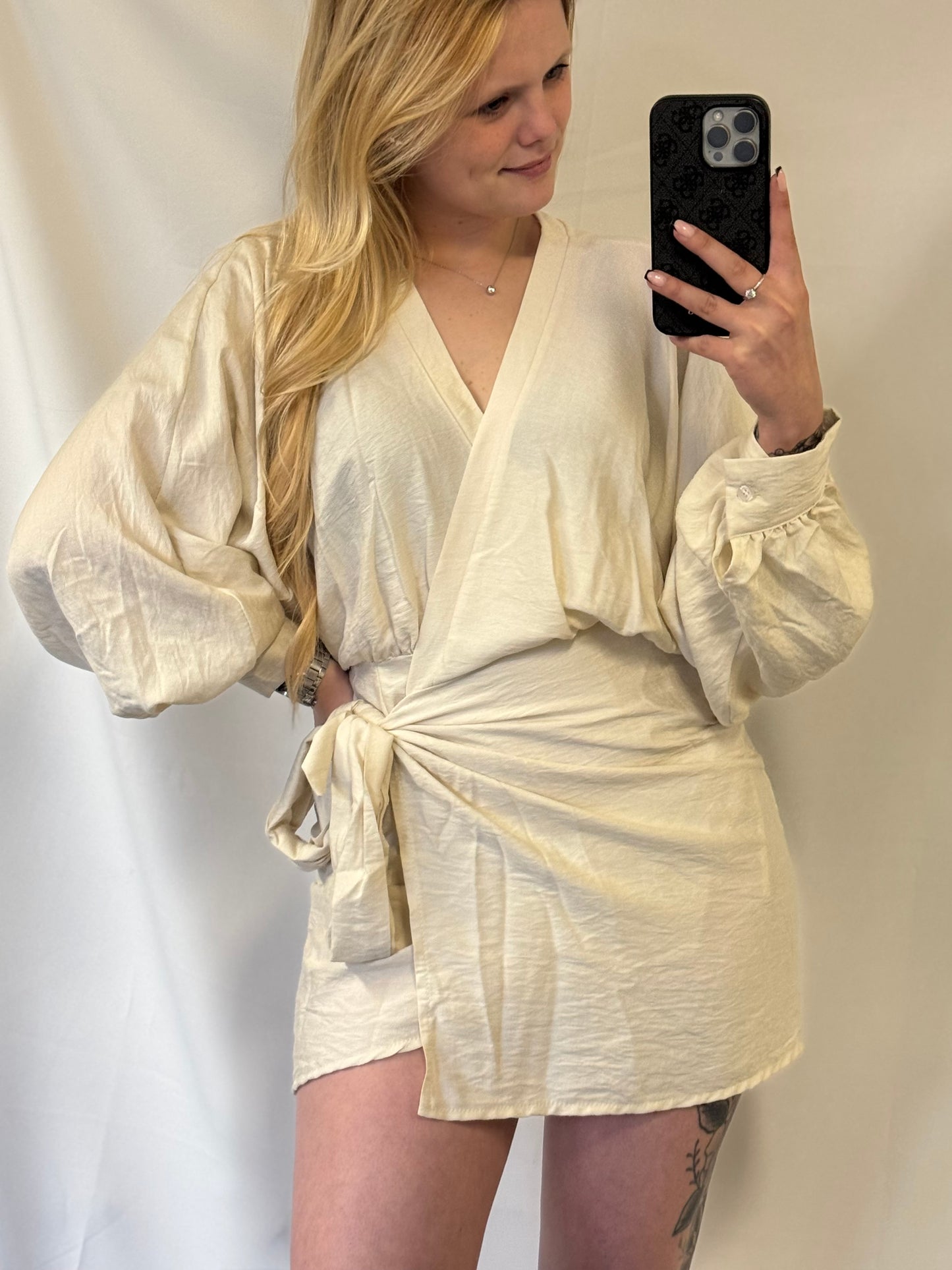 Maé Overslag Jurk Beige