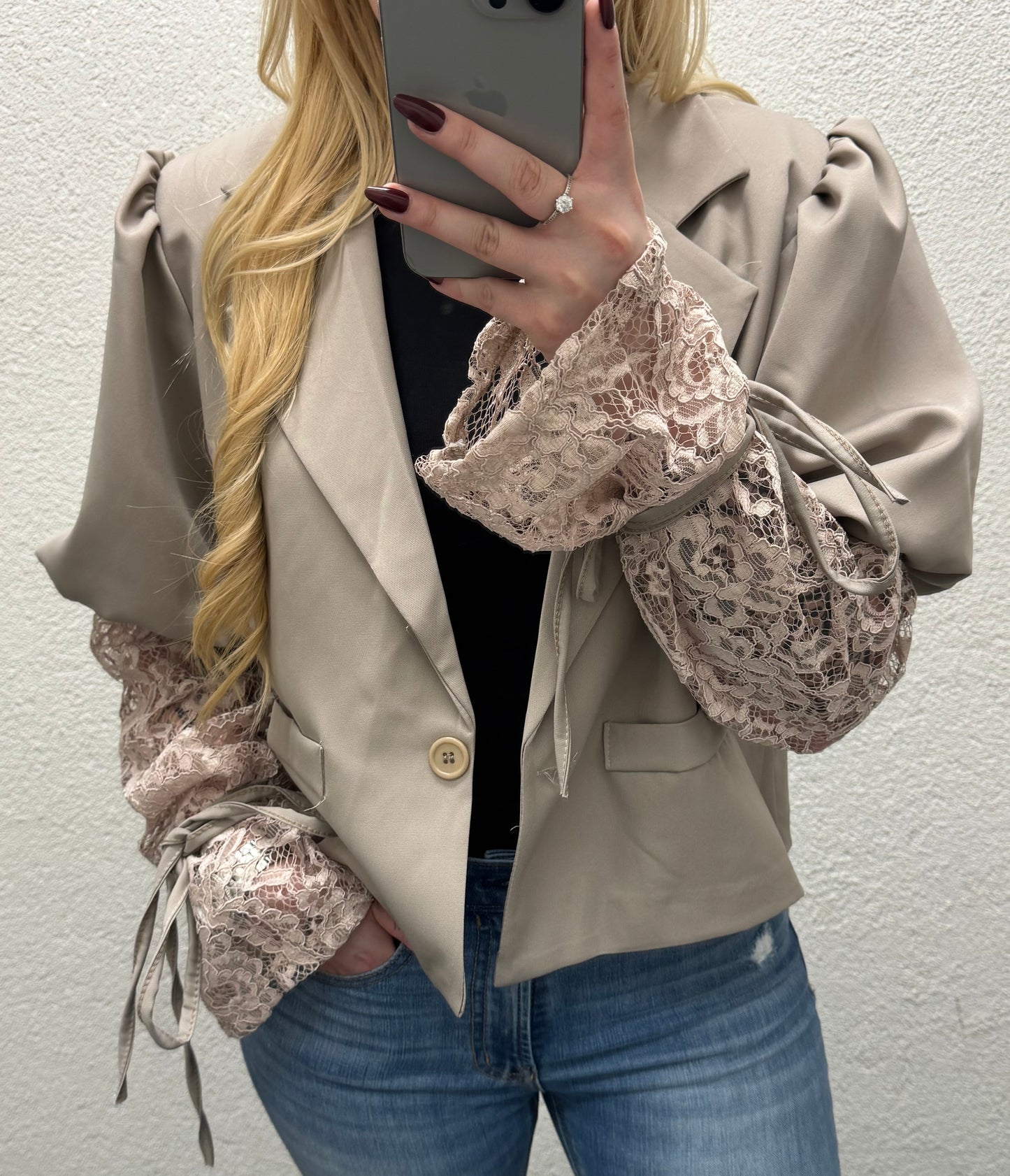Lace Blazer Beige