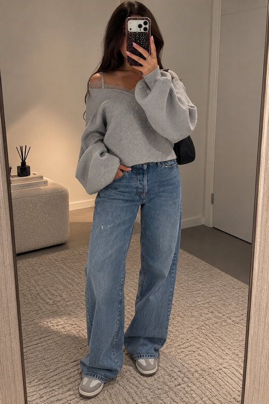 Lace Sweater Grijs