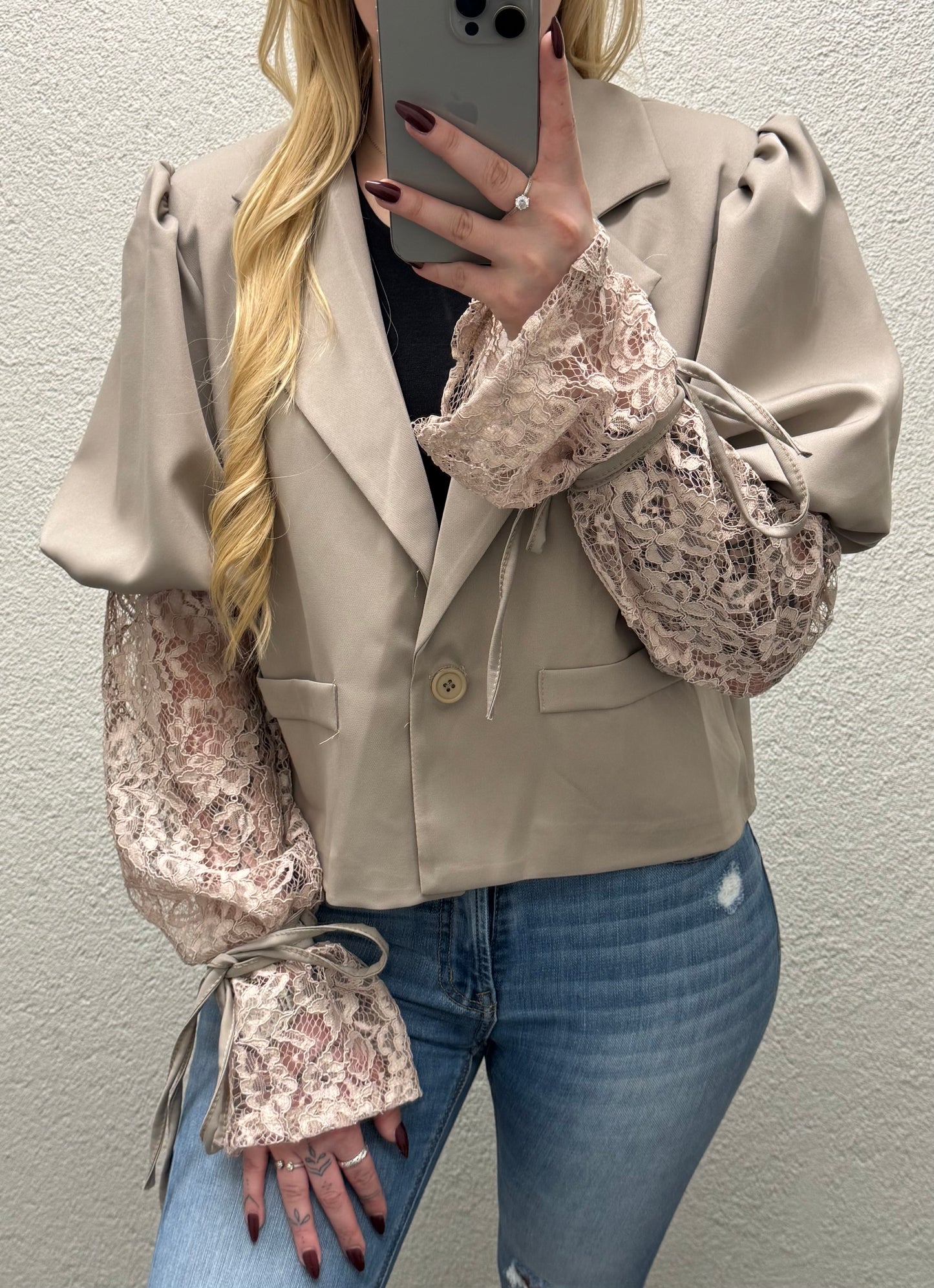Lace Blazer Beige