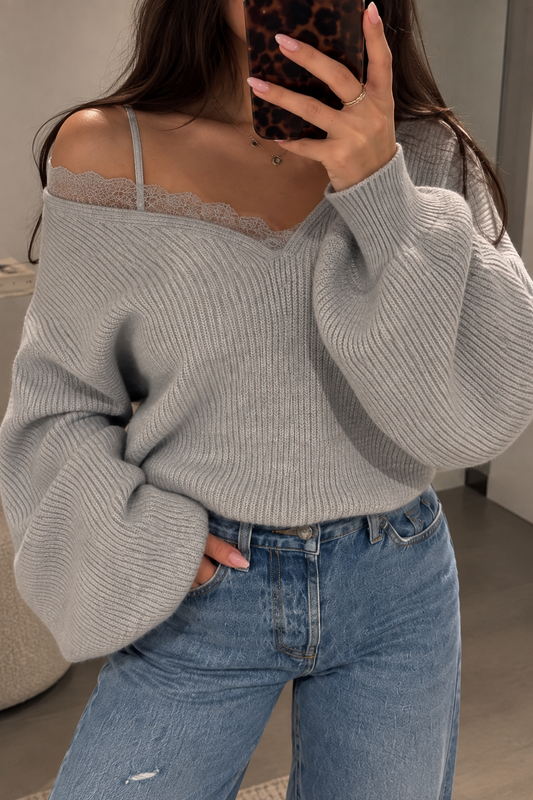 Lace Sweater Grijs