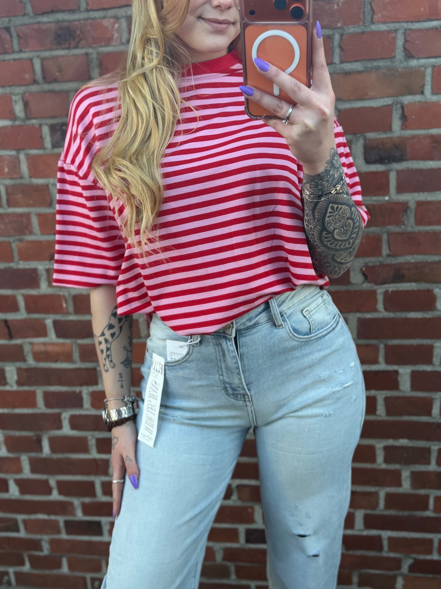 Stripe T-Shirt Roze