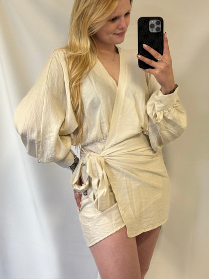 Maé Overslag Jurk Beige