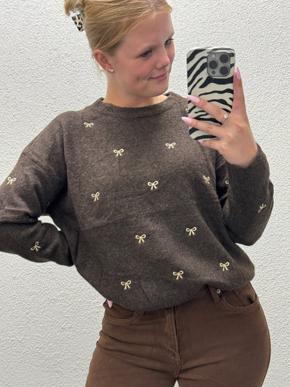 Bow Knitted Sweater Bruin