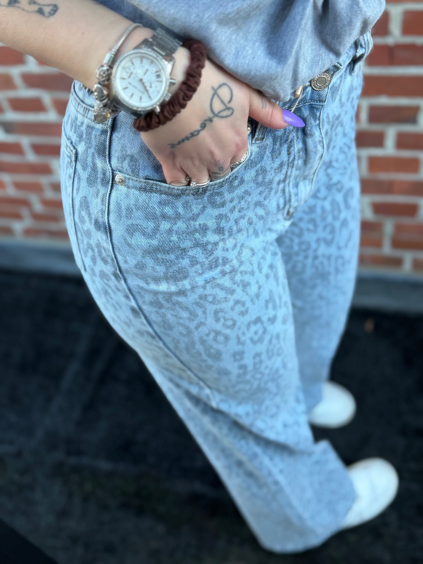 Denim Leopard Jeans