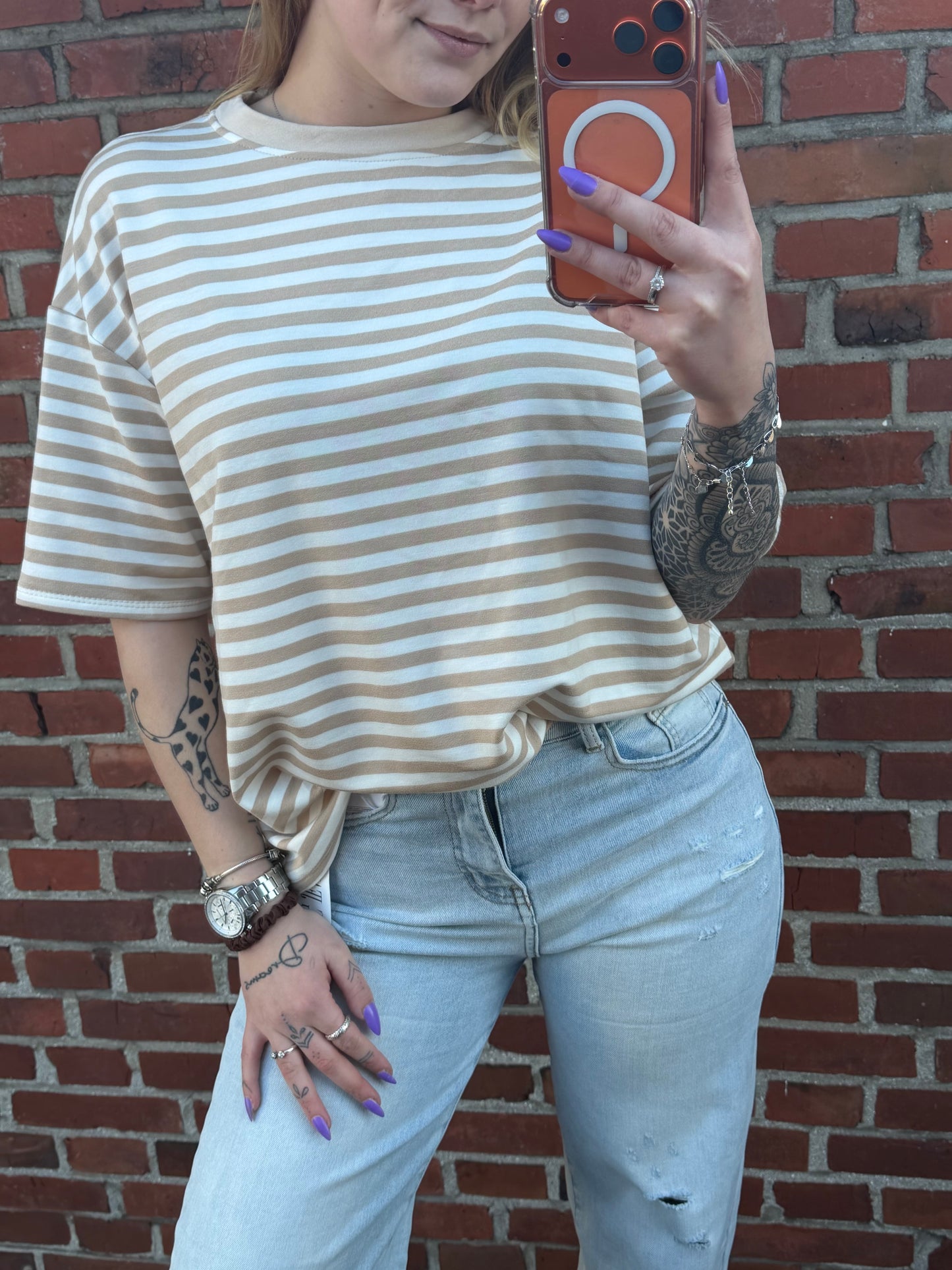 Stripe T-Shirt Beige