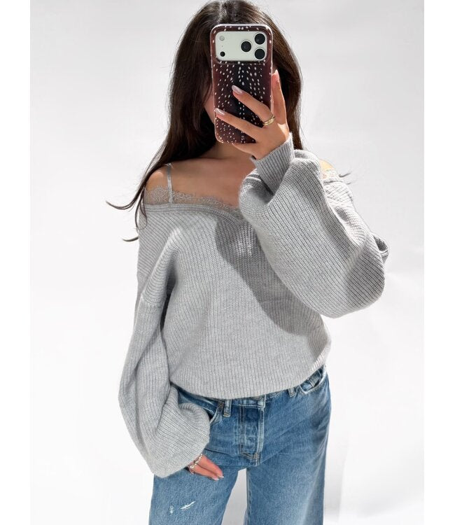 Lace Sweater Grijs