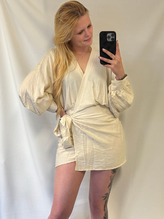 Maé Overslag Jurk Beige