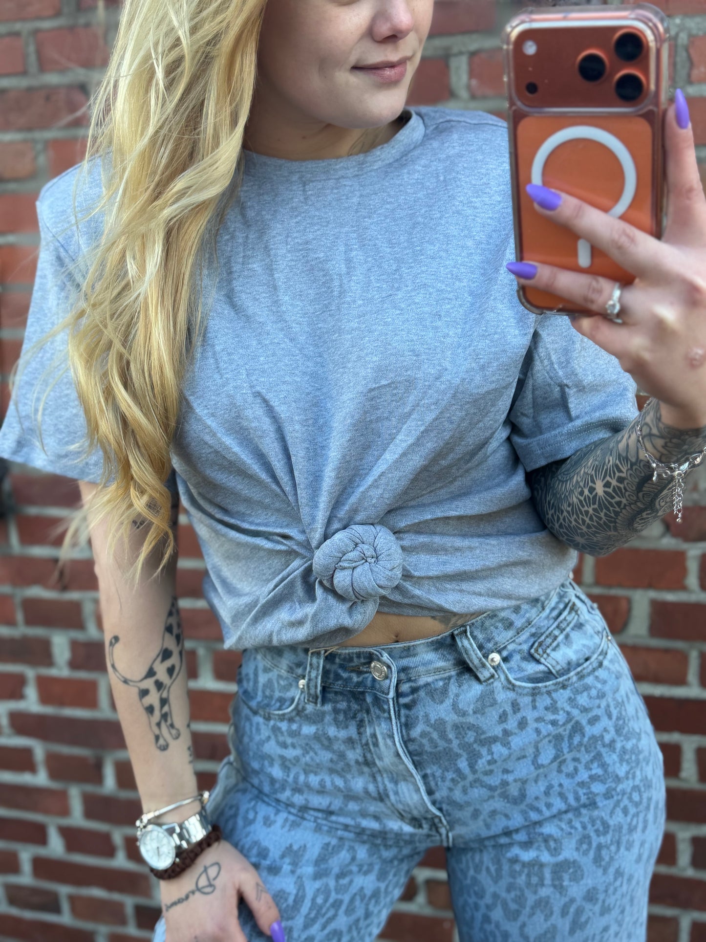 Knot Top Grijs