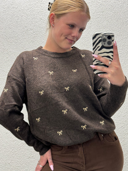 Bow Knitted Sweater Bruin